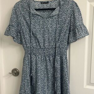 Pretty Garden Floral Blue Dress
